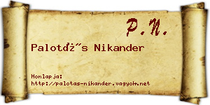 Palotás Nikander névjegykártya